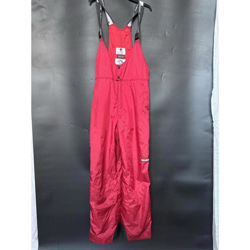 Descente Ski Overalls One Piece Snow Bib Red Vintage 80s 90s 36 Large Womens